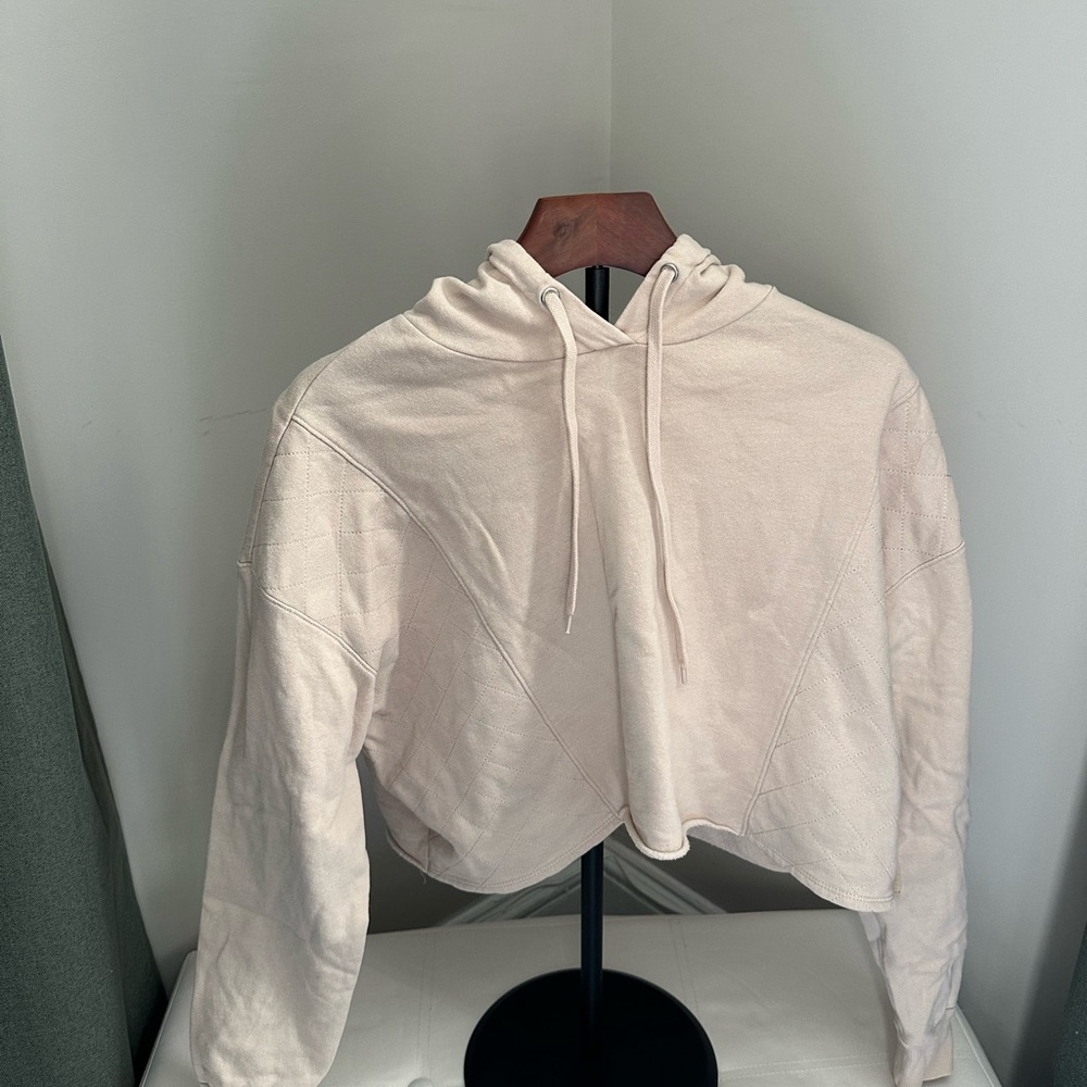 Chic Cream Cropped Hoodie for Women